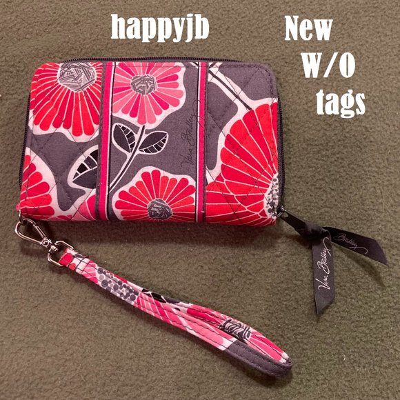 NWOT Vera Bradley Zip Around Wristlet Wallet Purse Cheery Blossom - Picture 2 of 11